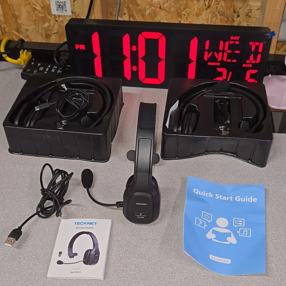 (005) Lot of 2 TECKNET Trucker Bluetooth Headphones/Microphone Noise Canceling